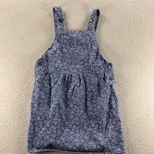 VTG 90s Esprit Kids Blue Floral Denim‎ Dress Overalls Girls L Summer Outfit Cute